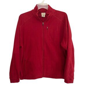L.L.Bean Red Full-Zip Fleece Jacket With Pockets Size XL